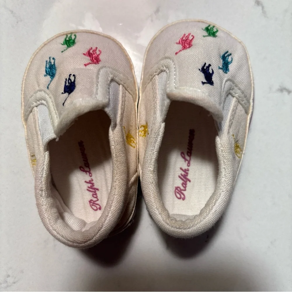Polo Ralph Lauren Baby Slip-On Shoes Multicolor Pony 0-6M Crib Sneakers